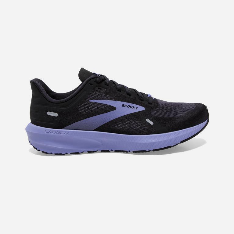 Brooks Launch 9 Womens Lightweight Cushioned Road Running Shoes - Black/Ebony/grey Charcoal/Purple -